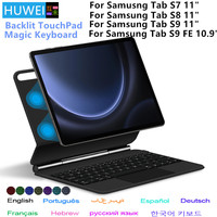 Magic Keyboard for Samsung Galaxy Tab S9 FE 10.9 S9 S8 S7 11-inch Adjustable Stand Case Backlight Touchpad Keypad Multi-Language