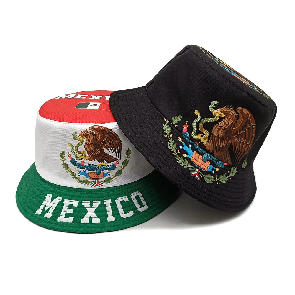 

Mexico Flag Emblem Bucket Hat Verde Blanco Rojo Mexican Culture Unisex Summer Sun Hat Patriotic Fiesta Soccer Fan Accessory