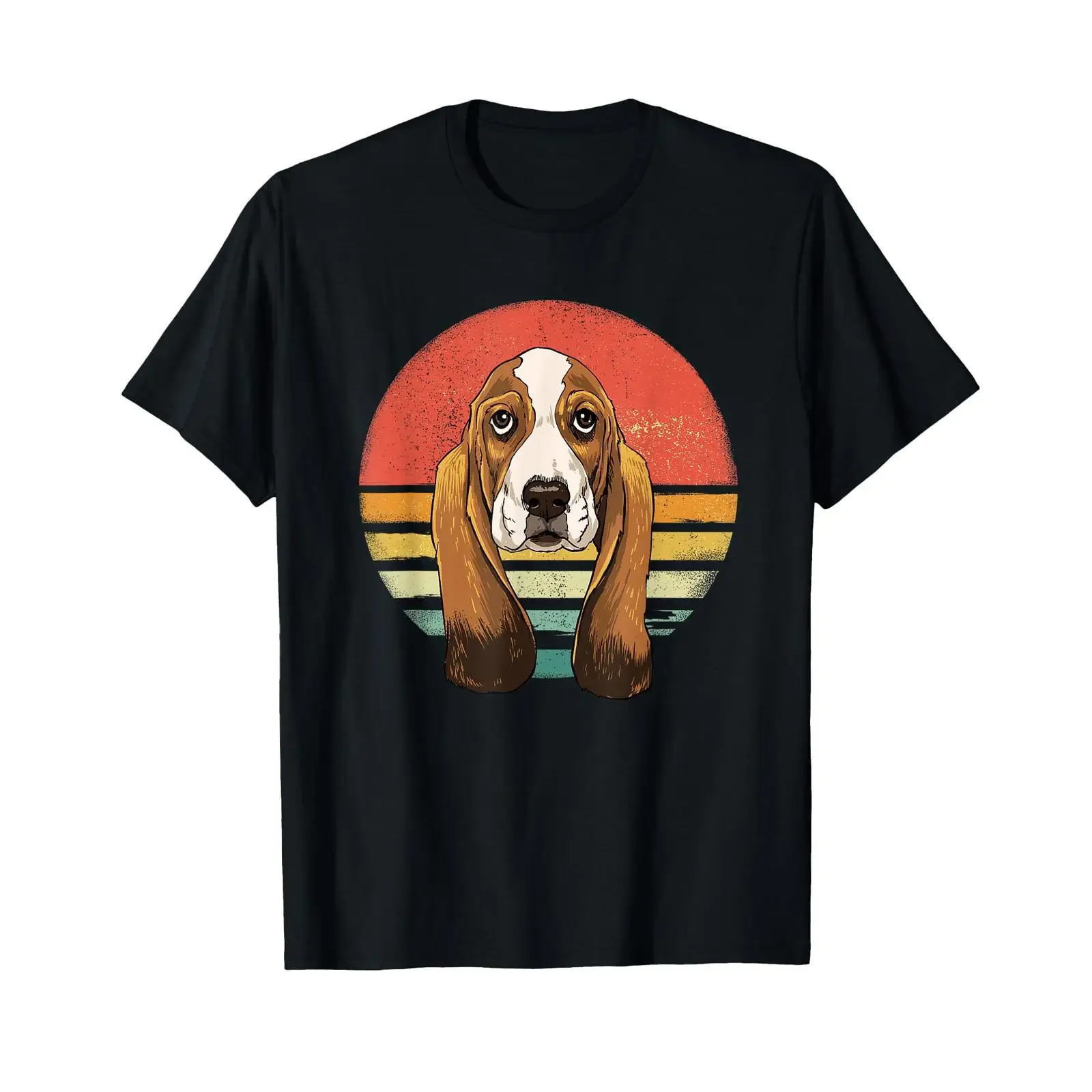 Vintage Basset Hound Dog Animal Face Puppy Lovers T Shirt black s vintage Washed Comfortable Soft homme Stretched graphic