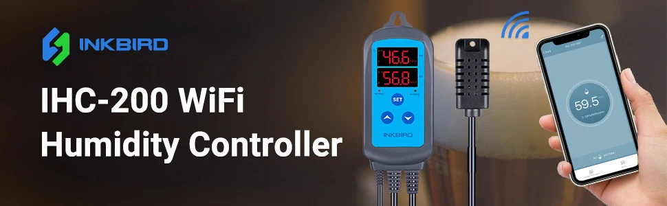 INKBIRD IHC-200/IHC-200-Wifi-Feuchtigkeitsregler, intelligente App-Steuerung, Dual-Digitalanzeige, Hygrometer-Buchse mit hohem und niedrigem Alarm – Detail 2