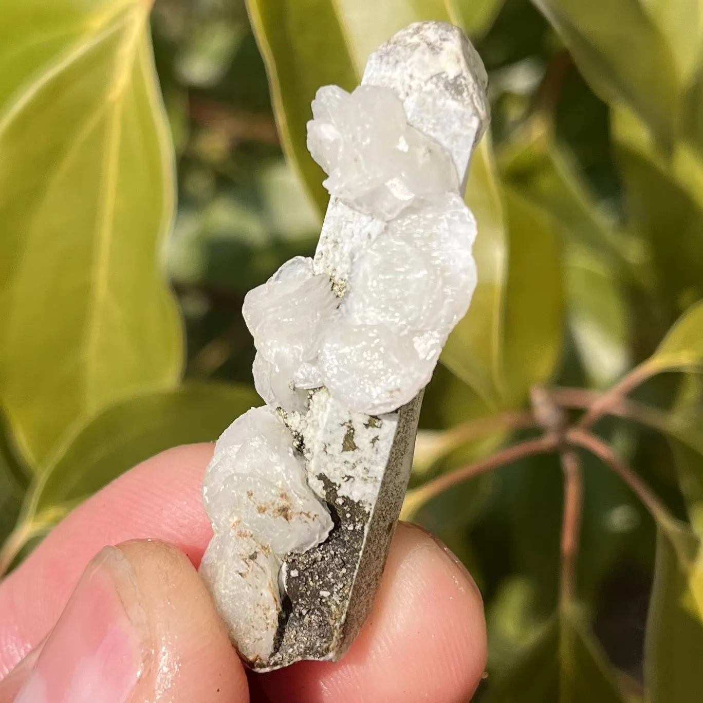 Natural white crystal and calcite symbiotic crystal cluster specimen Feng Shui energy healing stone home decoration