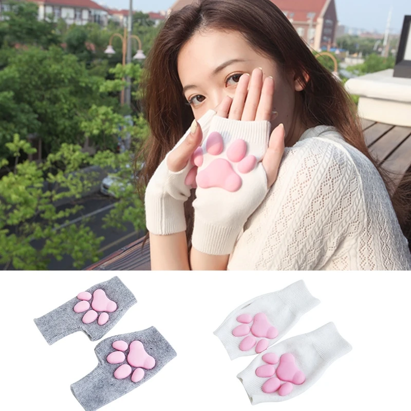 UV for Protection for Cat Paw Mittens Sleeves Cute Pattern Warm Gloves Tattoo Co Drop Shipping