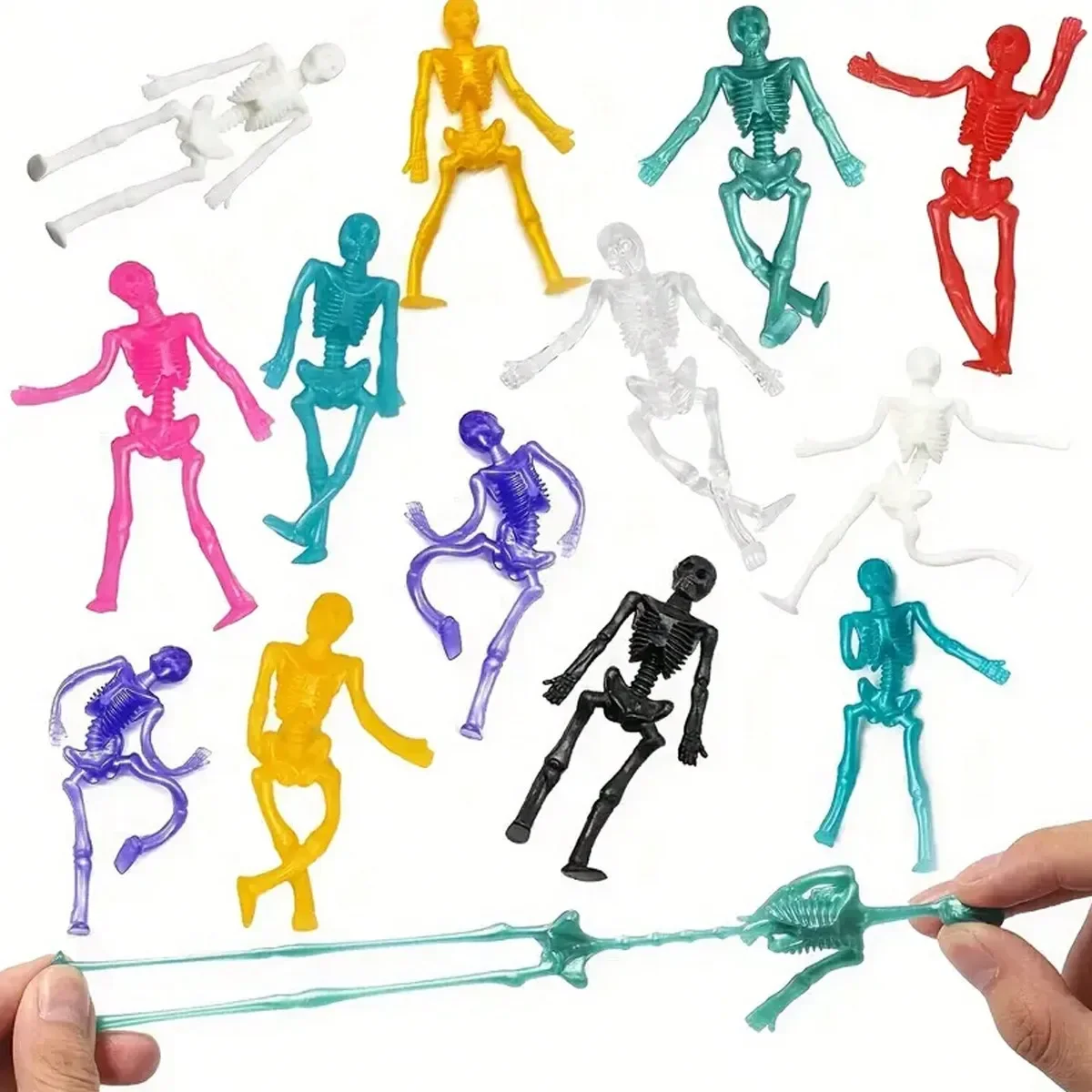 

10 Elastic Skeleton Sticky Toys in Various Colors Elastic Skeleton Toys