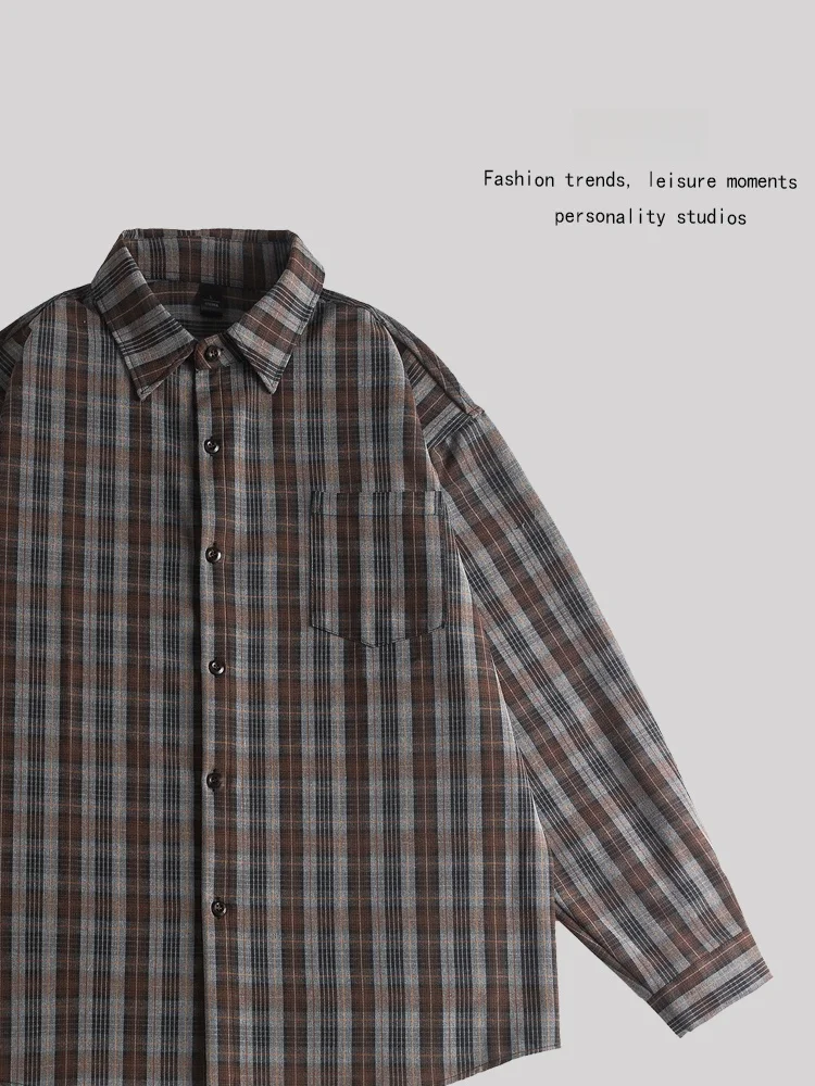 

ANXIE Long Sve Casual irt Men Women Plaid Polyester Fiber 5% Spandex Fiber 95% Autumn Collection Faionable Tr...