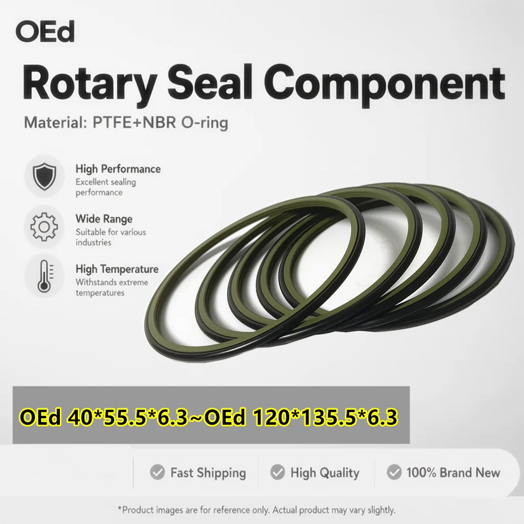 OEd Rotating Seal Component PTFE+NBR O-ring Rotation Swing Piston Sealing Ring Thickness: 6.3mm Inner diameter:40~120mm