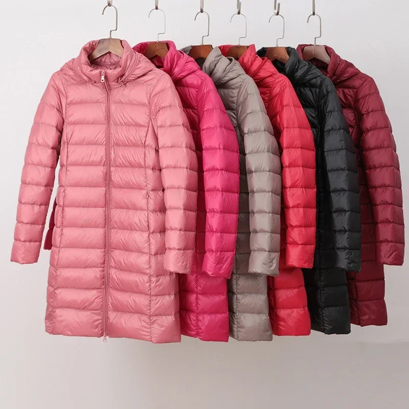 Doudoune à Capuche Ultra Légère pour Femme, Manteau Chaud en Résines Blanches, Poignées de Chapeau Amovibles, CombLong, Hiver 90%