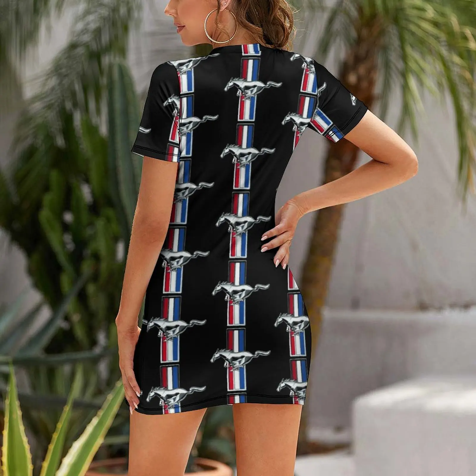 Mustang Emblem Dark Apparel Short Sleeved Dress long sleeve dresses ceremony dresses summer dress women 2025 Dress