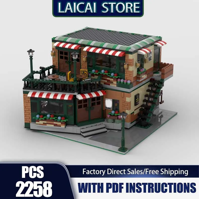 シティストリートビューモデルMOCビルディングブロックモジュラーセントラルパークカフェ＆パブモデルブリックDIY組み立て建設玩具セットギフト