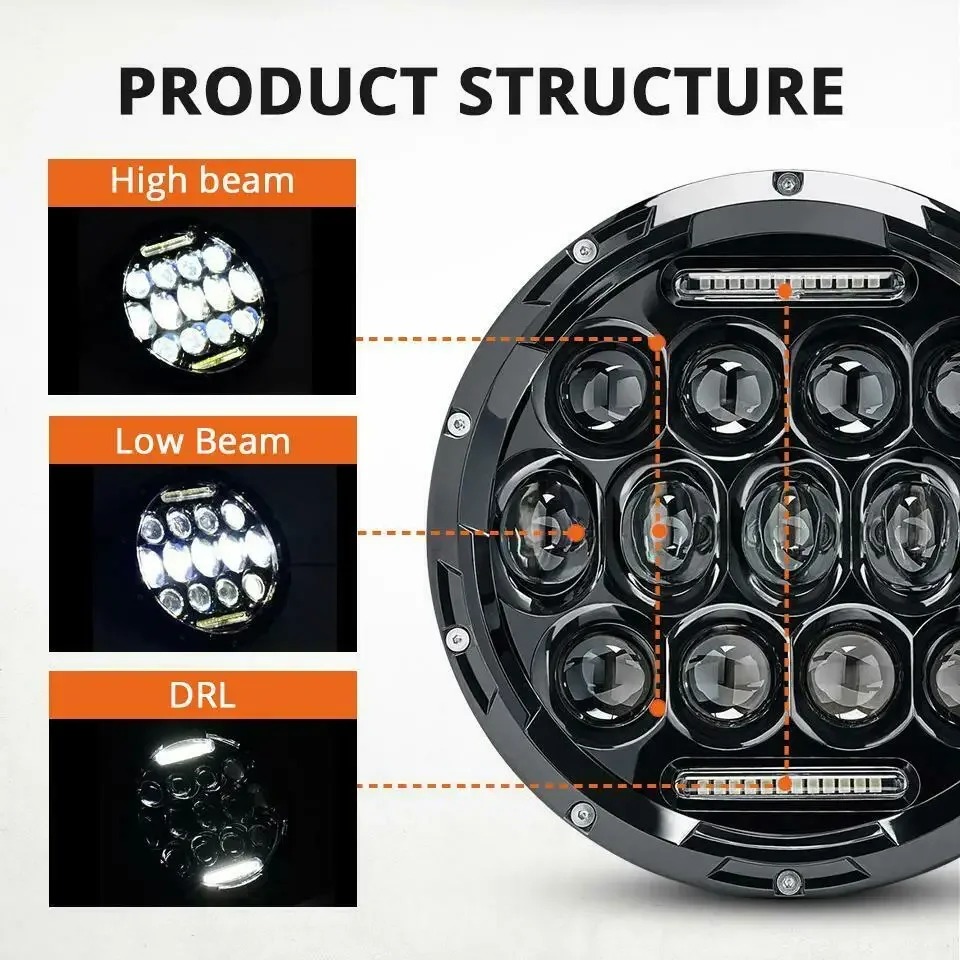 7 Inch Led Koplamp 140W Multifunctionele 7 