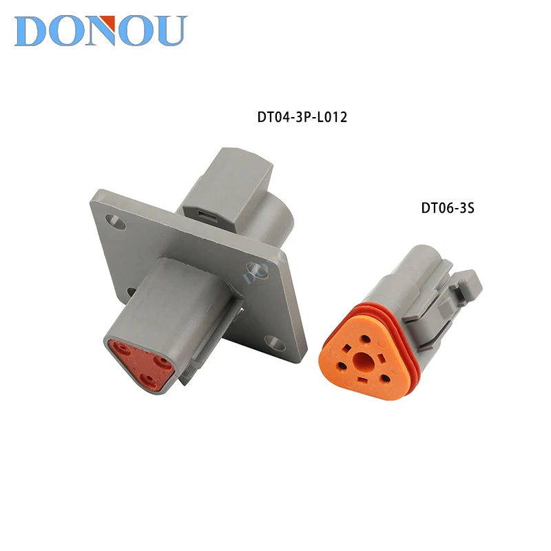 

DT04-3P-L012 Deutsch type 3-hole waterproof connector with fixed flange plug DT06-3S male and female plug-in