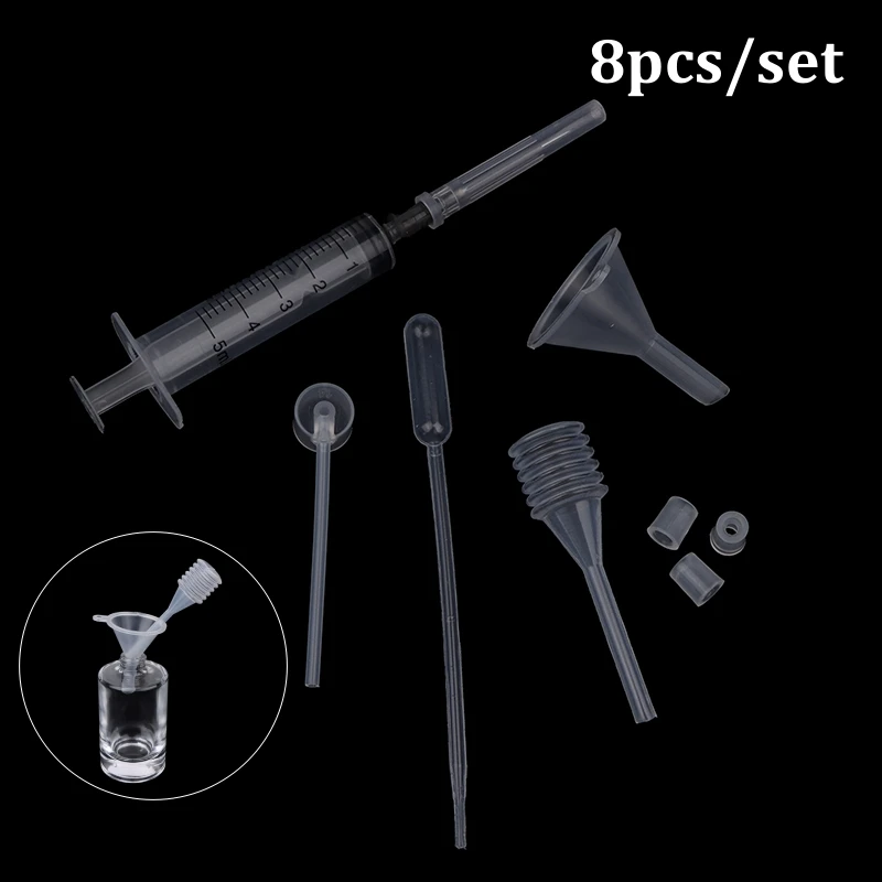 8 Eenheden/Set Parfum Navulling Gereedschap Set Plastic Diffuser Spuit Stro Druppelaar Trechter Spray Dispenser Benodigde Cosmetische Gereedschappen