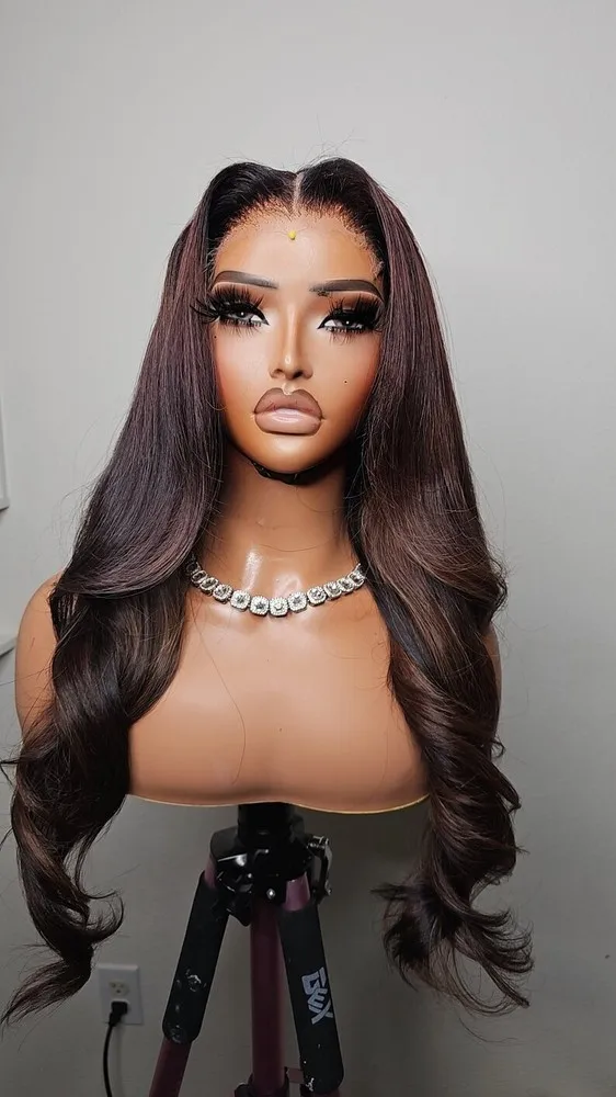 32 polegadas destacado marrom preto sem cola 13x4 peruca frontal de renda onda