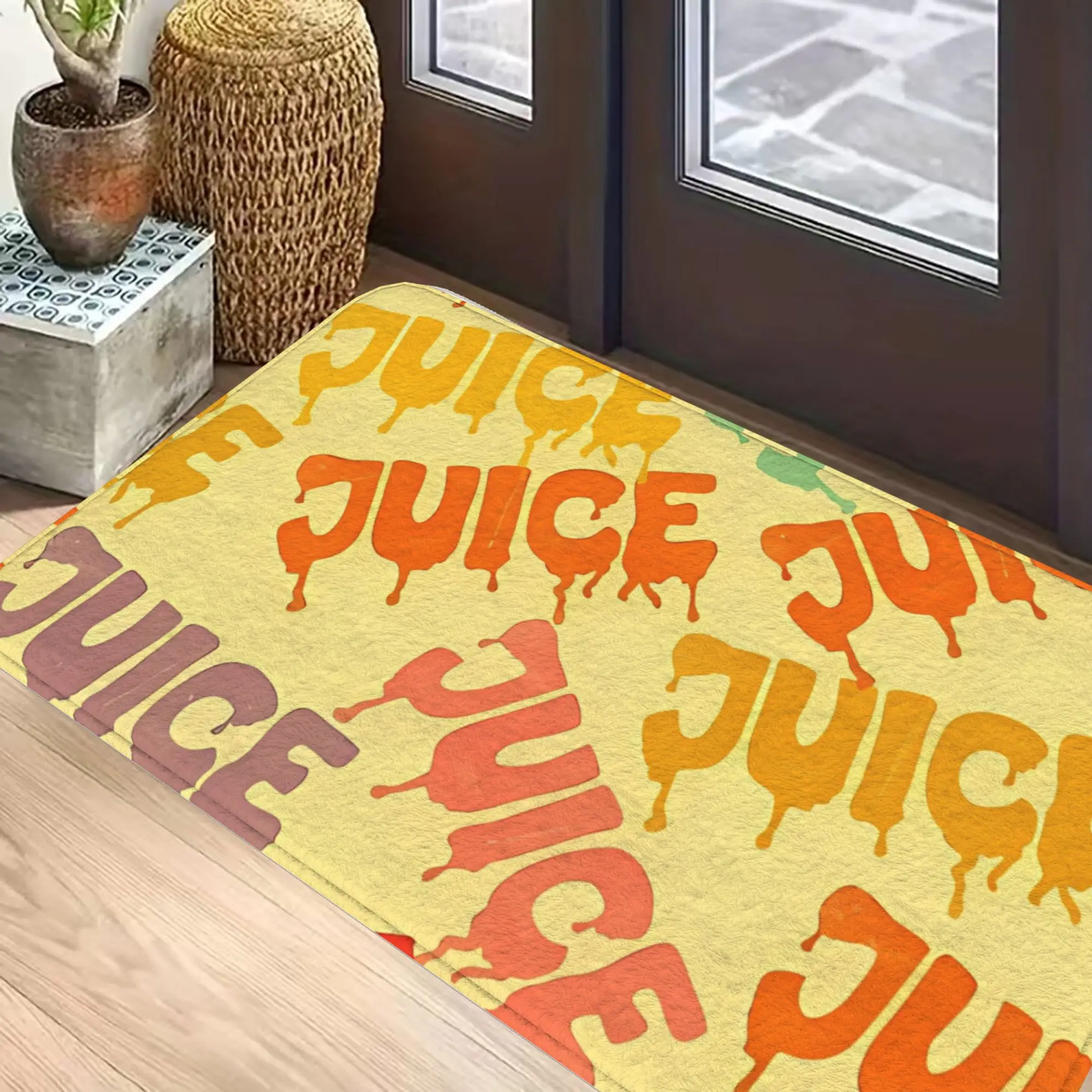 Funny Juice Print Doormat Bath Mat Entrance Rug Yellow Cartoon Animal Design House Mat
