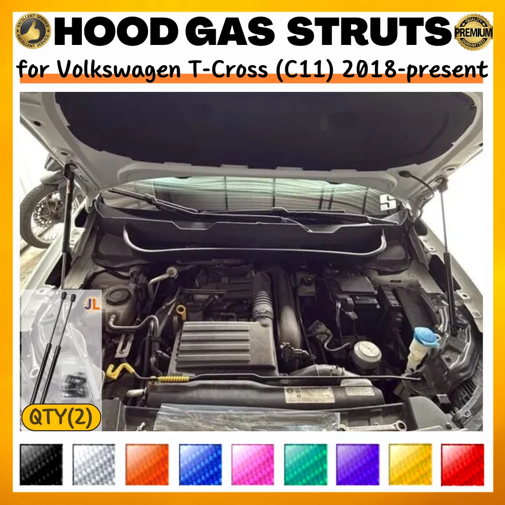 

Qty(2) Стойки капота для Volkswagen T-Cross (C11) 2018-настоящий передний капот Модифицированные газовые пружины Амортизаторы Подъемные опорные демпферы