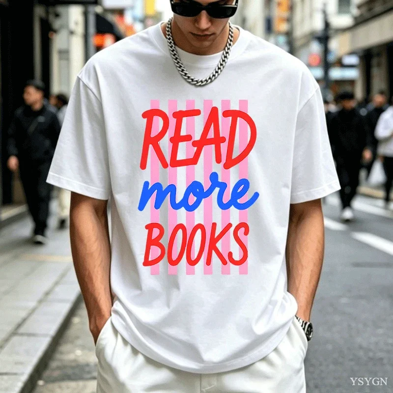 READ More Books Graphic T Shirts Casual Cotton Short Sleeve Printed T-shirts Book Lover Bookworm Tshirts men Woman Clothing