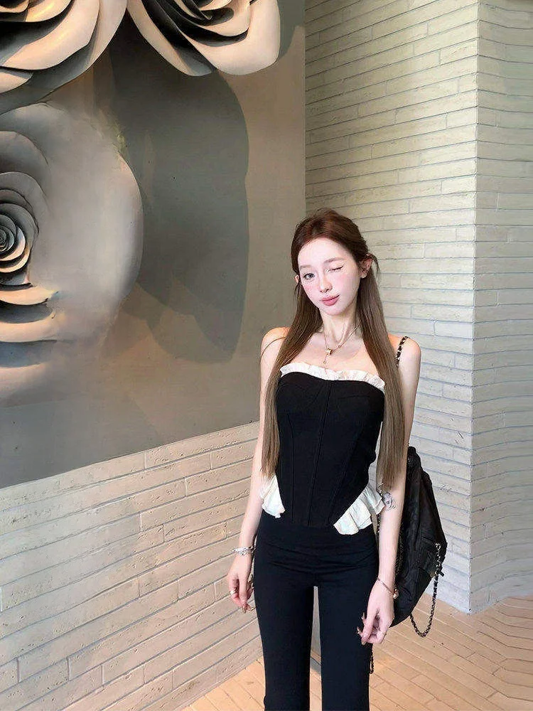 

Moxinxin Women's Slimming One-oulder Crop Top Fibone Strap Vest Summer Design Sensation Outerwear Hot Girl Casual Commute...