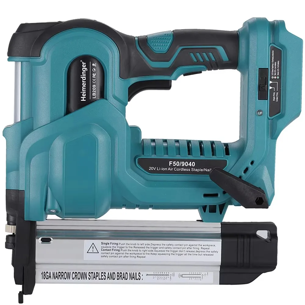 18V Cordless Electric 2 in 1 Nailer Stapler Gun with 200pcs 32mm / 50mm Nails Compatible with Makita Battery