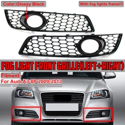 Glossy/Chrome Car Fog Light Bezel Cover Front Bumper Lamp Grille With Lamp Hole Mesh Style For Audi A3 8P 2009 2010 2011-2013