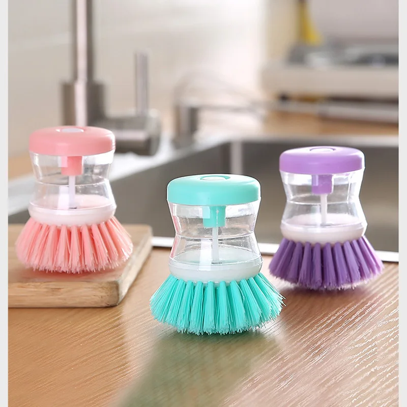 Kitchen Wash Pot Dish Brush Automatic Liquid Filling By Pressing Does Not Hurt Pan Multifunctional Cleaning Brushes