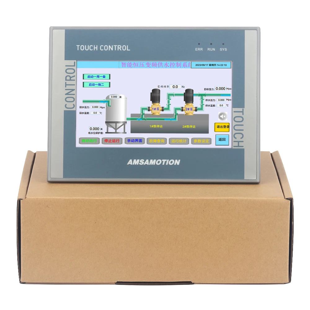 AMSAMOTION 7 inch all-in-one PLC+HMI compatible with Siemens controller cpu224 16DI 8DO 2PT100 4AI Ethernet Monitor CNC  PID PTO