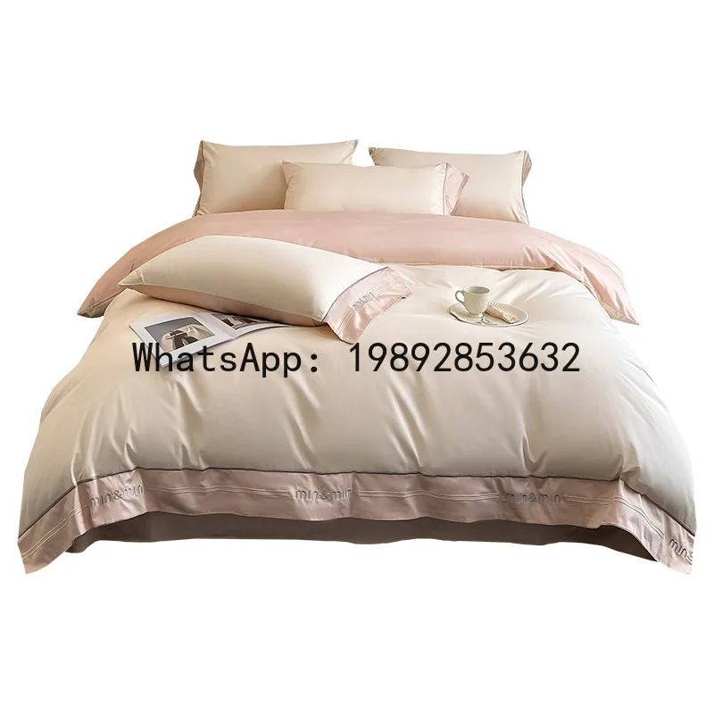 

PYJ light luxury four-piece cotton kit cotton wide edge new quilt cover bed sheet