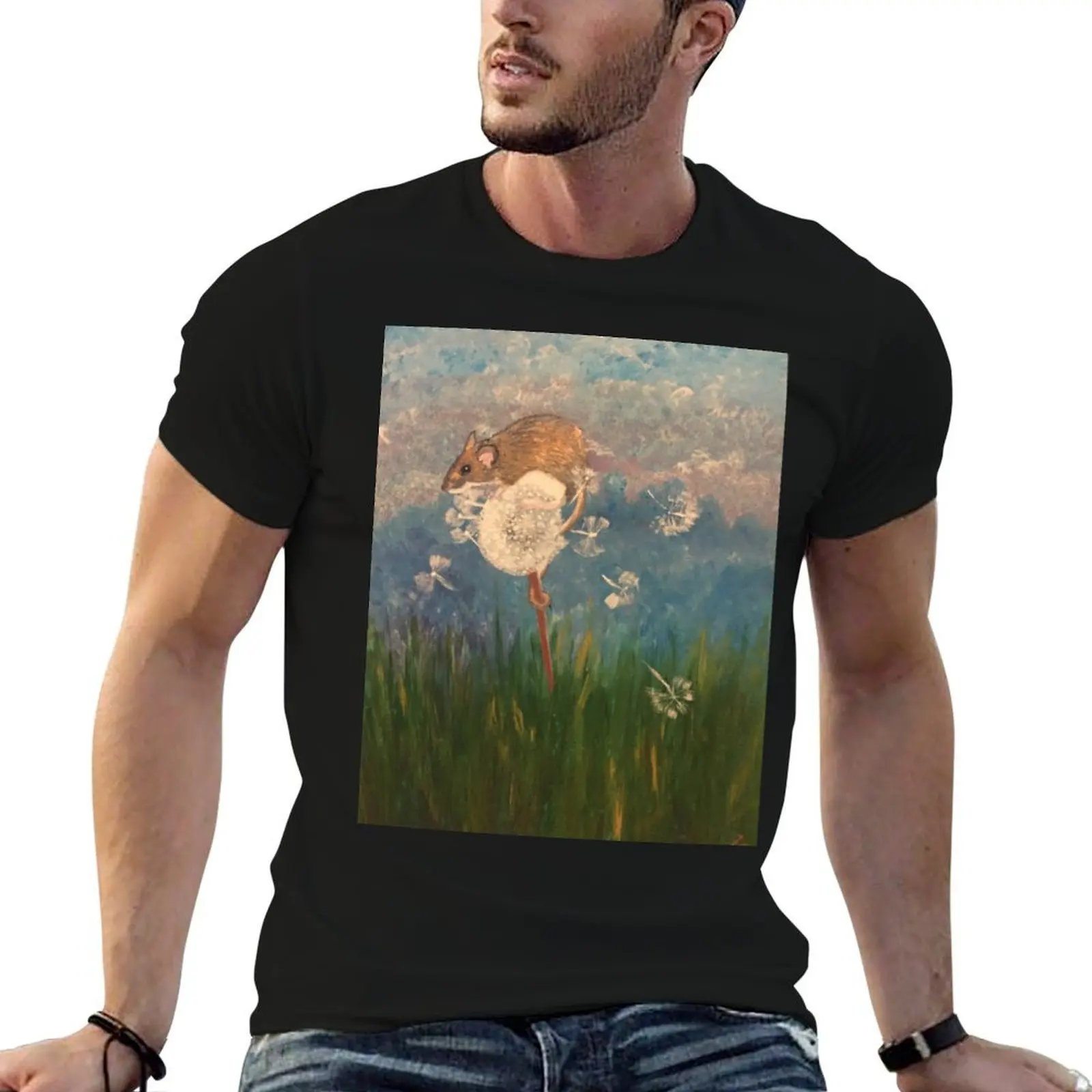 

Field Mouse and Dandelion T-Shirt t shirt man luxury t shirts for man graphic funny T-Shirt