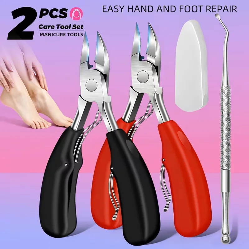 

Набор из 2-х кусачек для ногтей на ногах, триммер для толстых или вросших ногтей, острые педикюрные кусачки из нержавеющей стали для взрослых