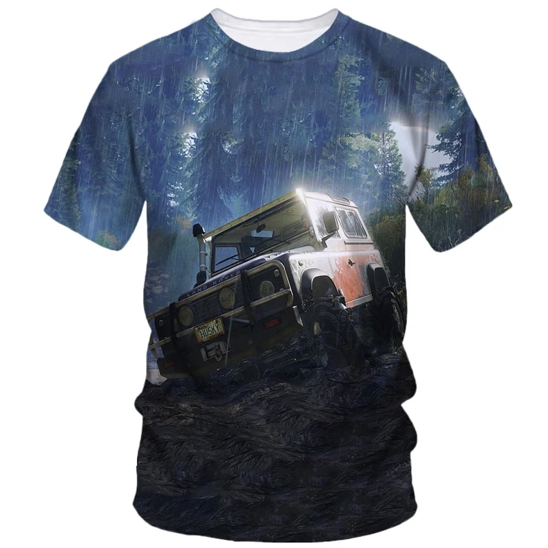 Fashionable and interesting truck pictures for men\'s t-shirts trend digital printing casual round neck short sleeved top