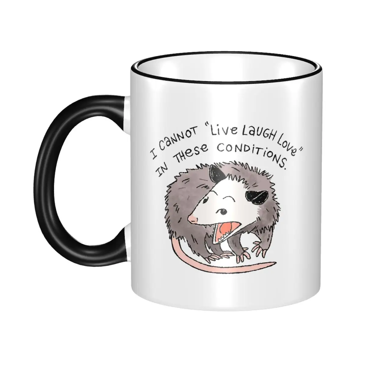 Opossum Live Laugh Love Mug Funny Ceramic Coffee Cups Tea Mugs Milk Cup Drinkware Gifts for Friends