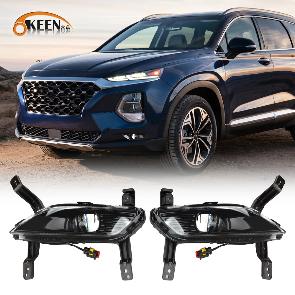 

OKEEN 2pcs Car Led Daytime Running Lights For Hyundai Santa Fe 2019 2020 Car Driving Fog Lamps DRL Auto Headlights Daylight 12V