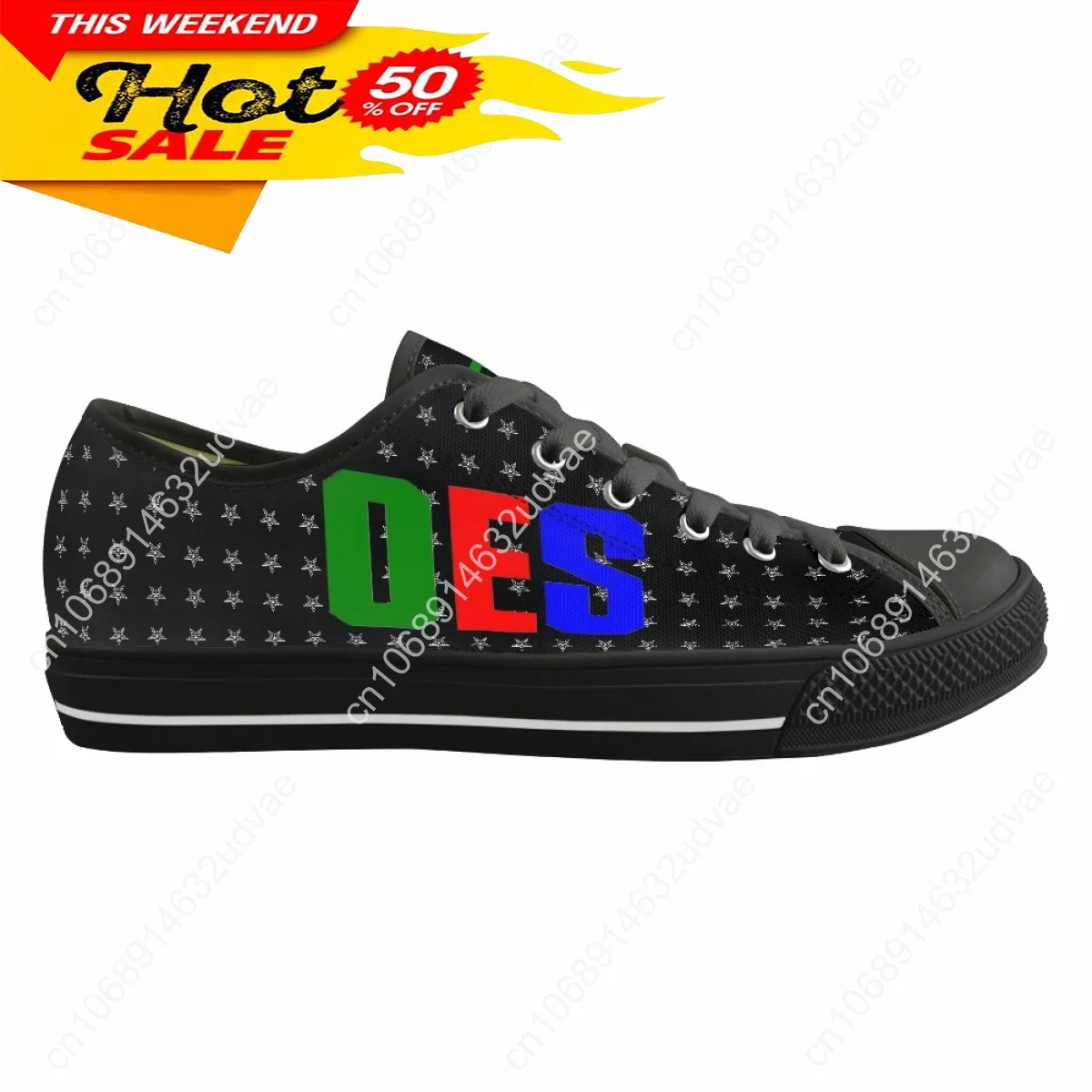 Women's Low Top Canvas Shoes New Hot Order Of The Eastern Star Sisterhood Printed OES Casual Flat Shoes Ladies Lace Up Sneakers