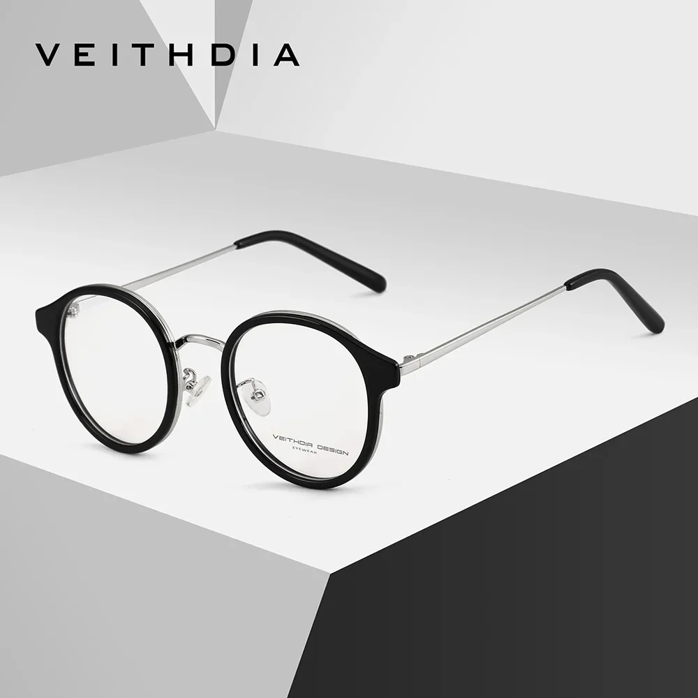 veithdia-新着レディースファッションメガネ抗ブルーライトクラシックラウンドメガネ光学パワー女性のラウンドメガネ-ef12390