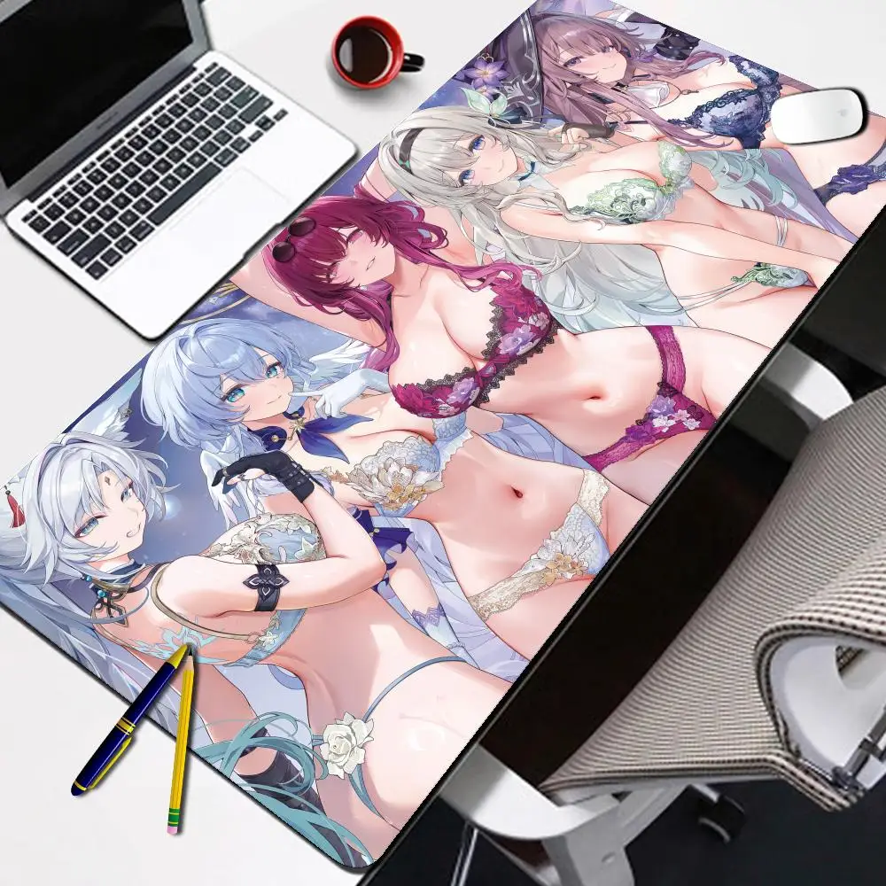 

Anime Mousepad Genshin Impact Mouse Pads Sexy Girl Beach Xxl Pc Accessories Desk Protector Keyboard Pads Computer Gaming Mat