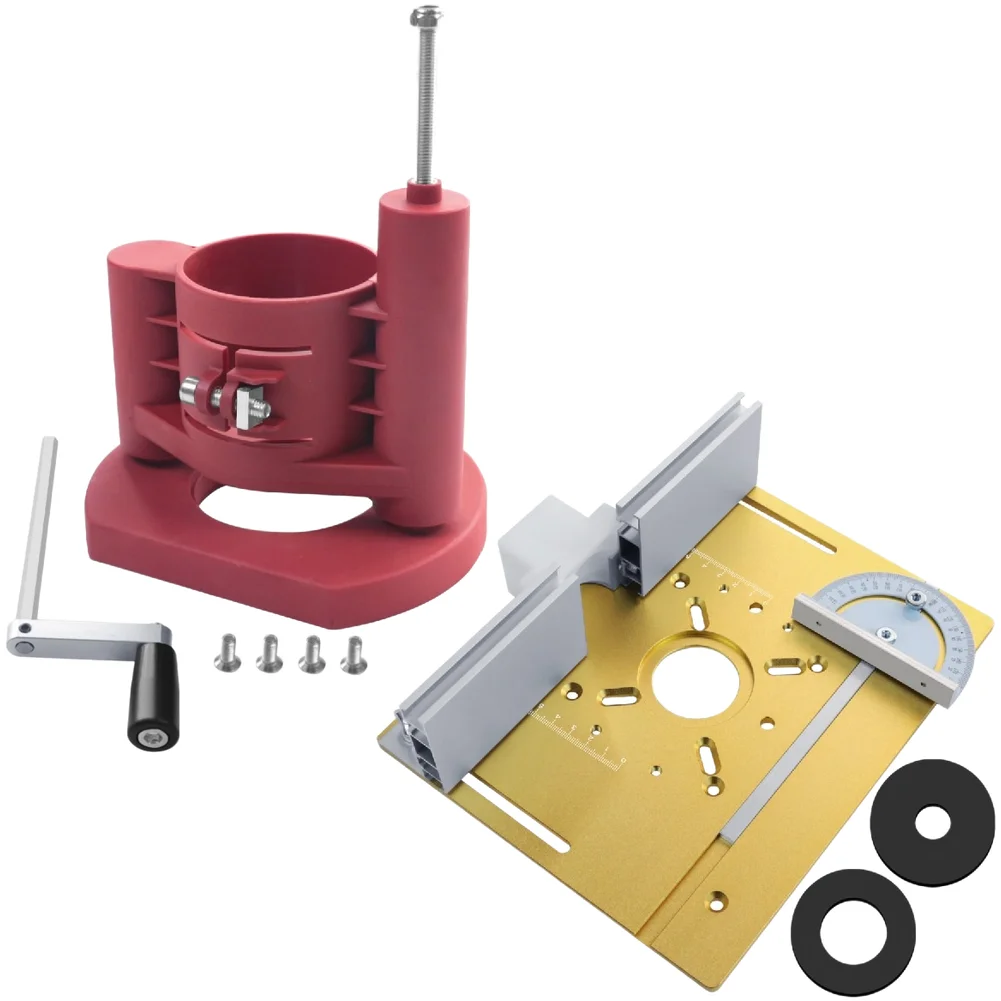 Gold Black ABS Aluminum Alloy Router Lift Base With Fence Kit For Woodworking Edge Trimming And CNC Routing Tool Accessories