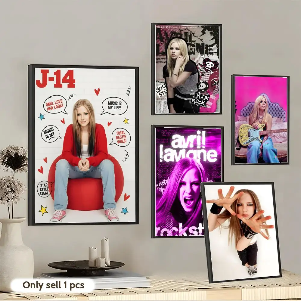 A-Avril L-Lavigne Painting Calligraphy Cotton Canvas Wall Art Poster - Aesthetic Painting for Living Room Bedroom Home Decor
