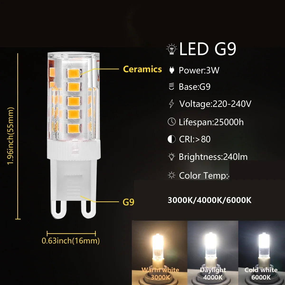 1-10PCS LED Mini G9 Corn lamp AC220V 2.5W 3W super bright without strobe Crystal lamp can replace 20W 50W halogen lamp