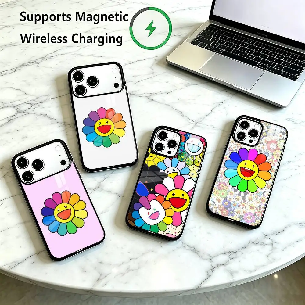 T-Takashi Murakami Flower  Phone Case For iPhone18 17,16,15,14,13,12,11 Plus,Pro Compatible with magnetic wireless charging Gift