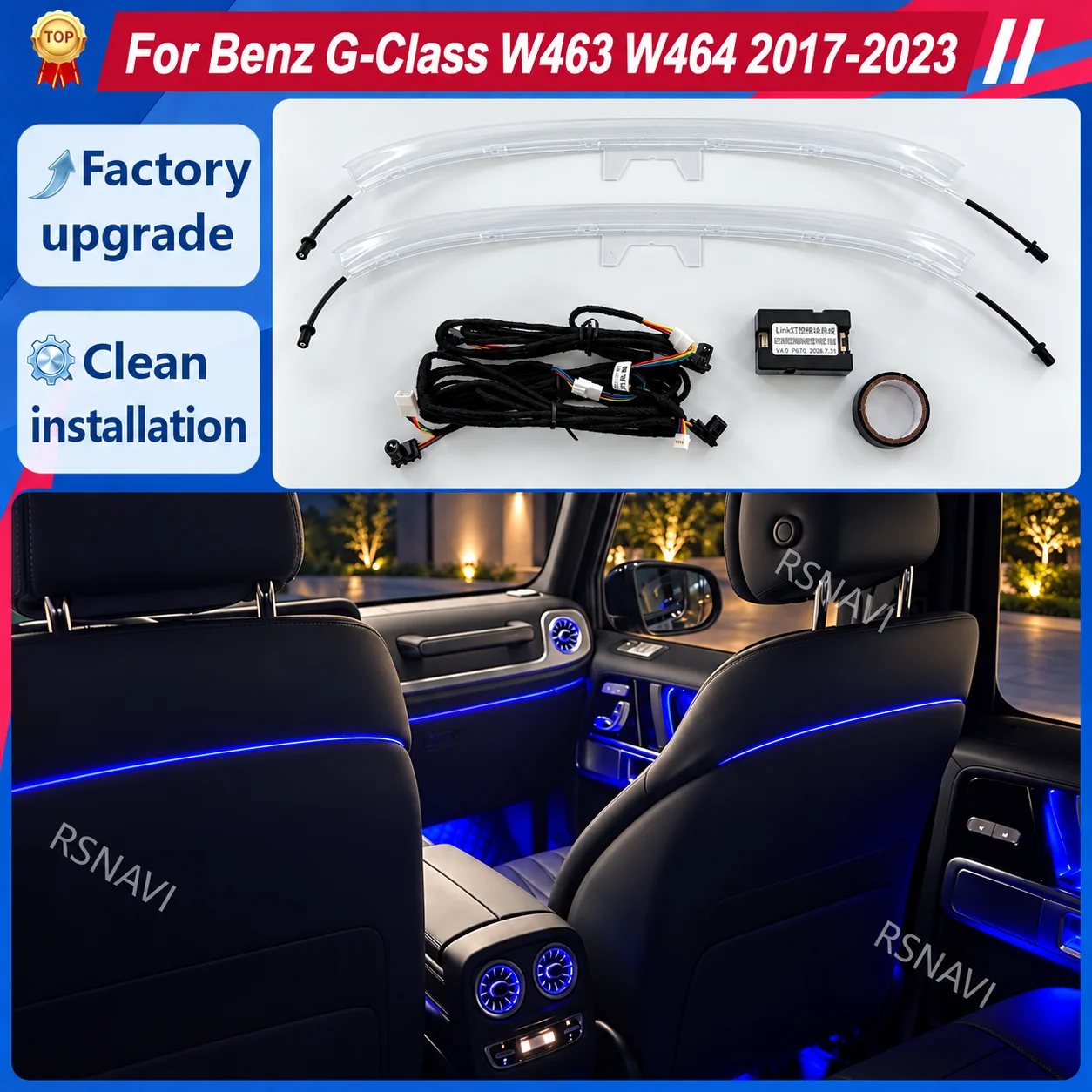 Seatback LED Ambient Lighting for Mercedes-Benz G-Class W463 W463A 2017-2023 Backrest Interior Lamps for Rear Cabin Illumination