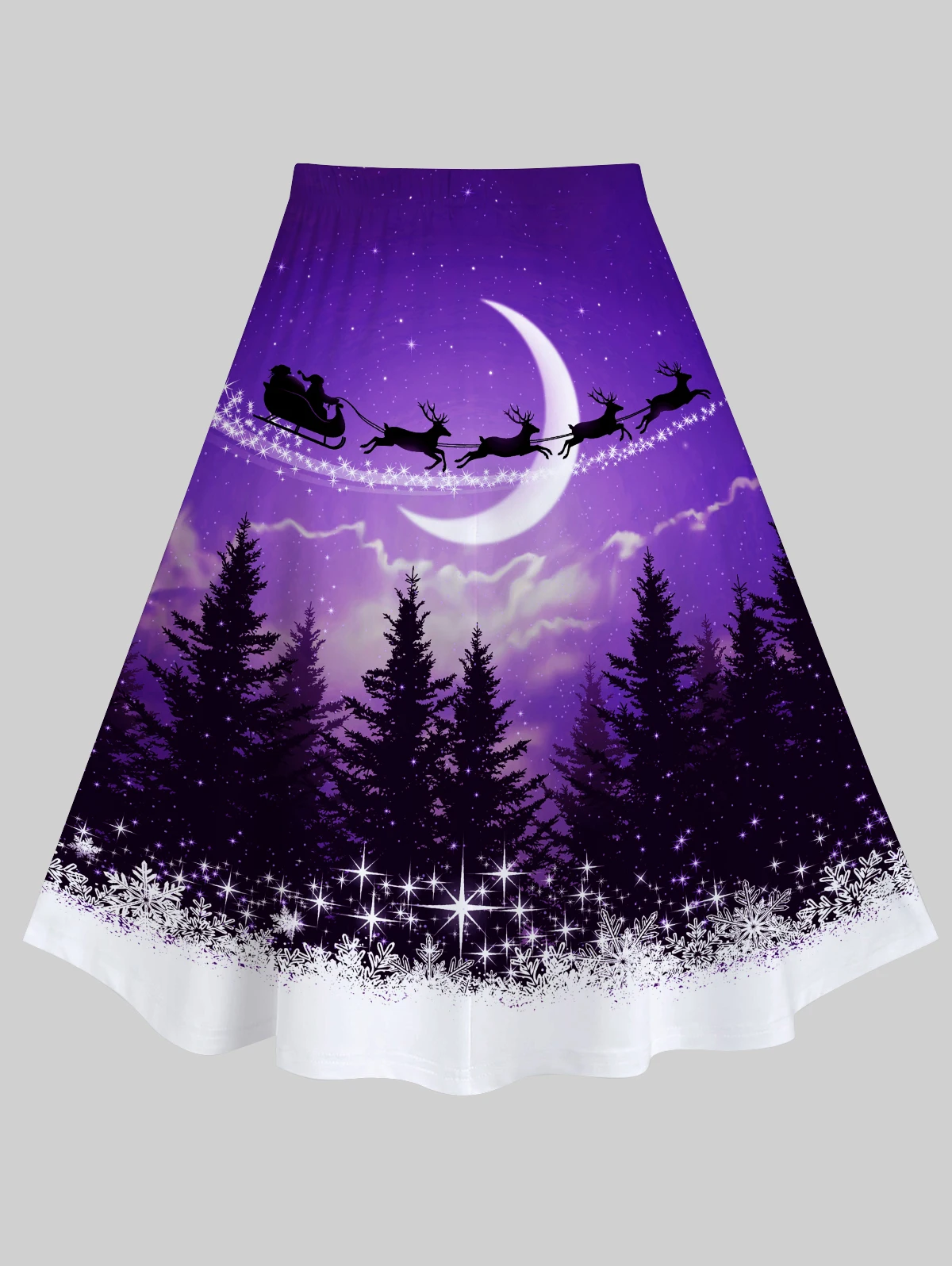 ROSEGAL Plus Size Women's 3D Printed High Rise Skirt, Christmas Ball Print Skirt, Elk Snowflake Graphic, A Line Skirts S-5XL