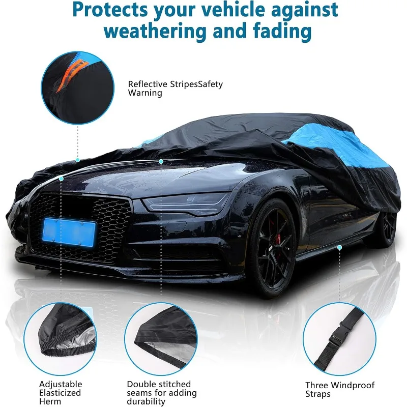 Waterproof Car Cover All Weather Snowproof UV Protection Windproof Outdoor Full car Cover
