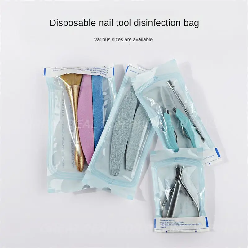 مانيكير الأظافر وتطهير حقيبة تخزين فن الأظافر ، حقيبة تعقيم الأظافر ، ملقط إغلاق للاستعمال مرة واحدة ، حقيبة محكمة الغلق