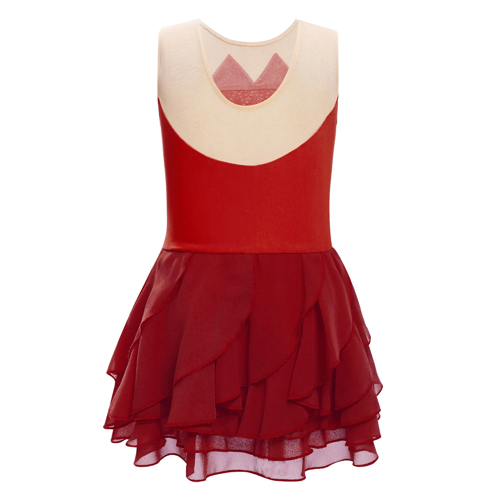 Girls Ballet Dress Sequins Tutu Children Latin Jazz Dance Costume Kids Rhythmic Gymnastics Leotards Mesh Figure Skating Dress