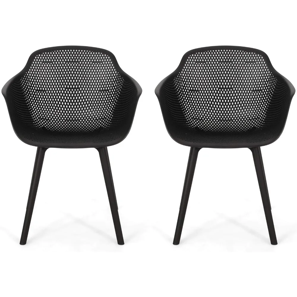 Silla de comedor de exterior Davina (juego de 2), polipropileno, negro
