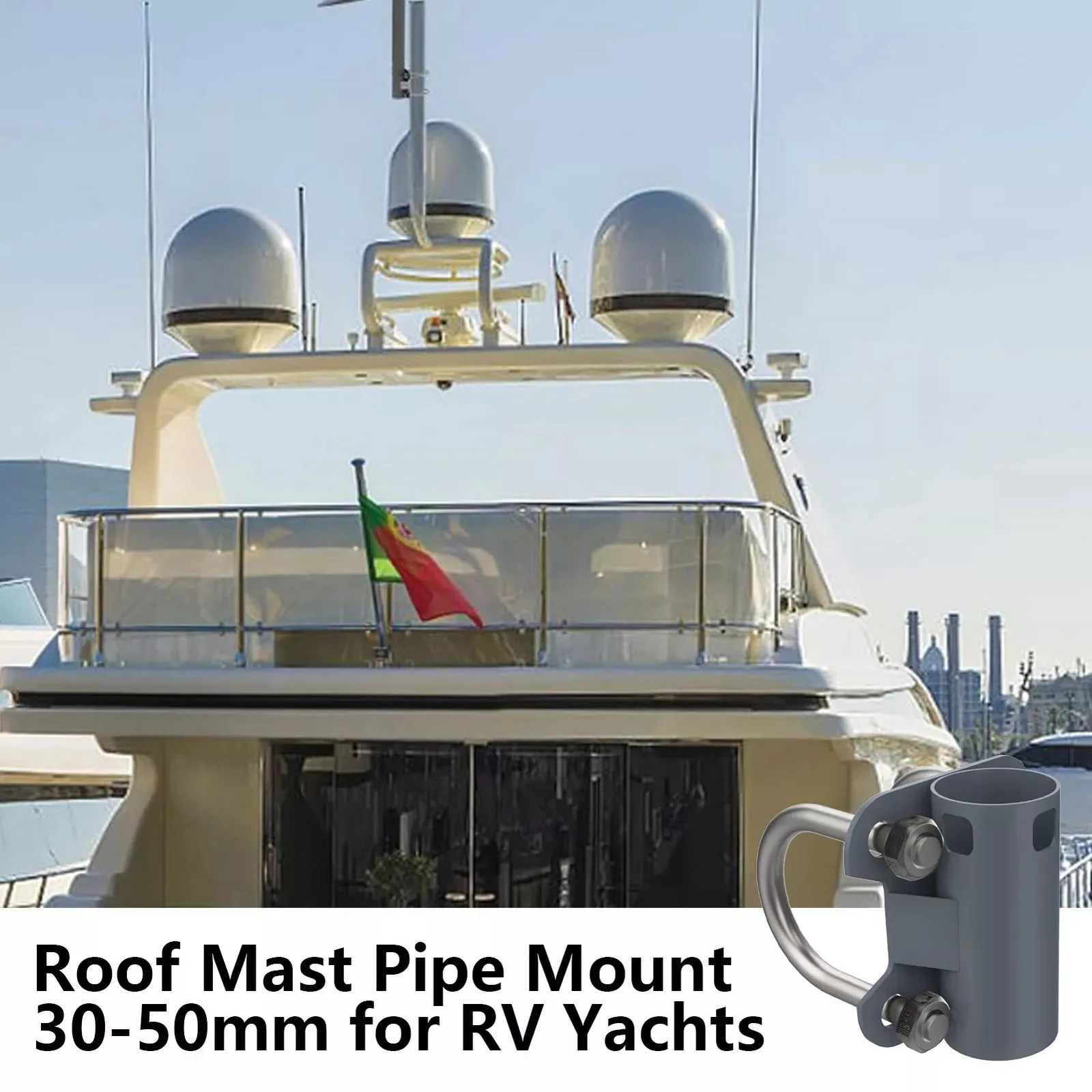 

For Starlink Dish Antenna U-Bracket 30-50mm Double U-Bolt Rustproof Steel Mount Flag Pole Adapter for RV Yacht Railing Bar