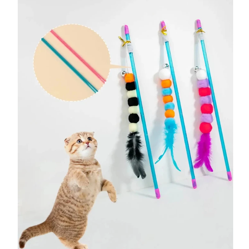 1 PCs New Elastic String Imitated Furs Bug Funny Cat Stick Suitable for Cats