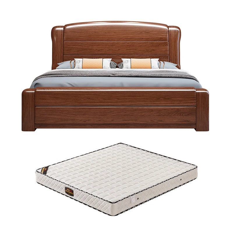 

New Chinese walnut solid wood bed master bedroom bed 1.8 2 meters single double 1.5 meters household storage wedding