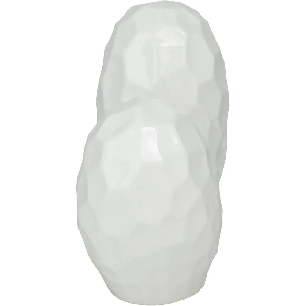 Porcelain Heart Sculpture, 12 x 6 x 11, White | Decorative Dimensional Angled Origami Inspired Home Decor Statue with Aceted Ext