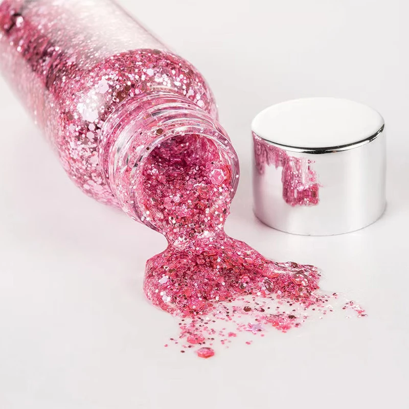 Eye Glitter Nail Hair Body Face Glitter Gel Art Flash Heart Big Bottle Stage Makeup Sequins Cream Festival Liquid Eye Shadow