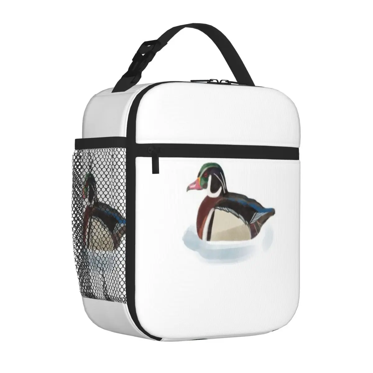 Hot Sale Wood Duck Painting Shoulder Style Outdoor Lunch Bag Office Break Thermal Food Carrier