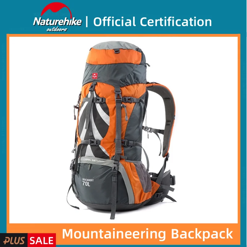 Naturehike 70L Men and Womens Mountaineering Bag Large Capacity Waterproof Outdoor Camping Travel Backpack with Waterproof Cover